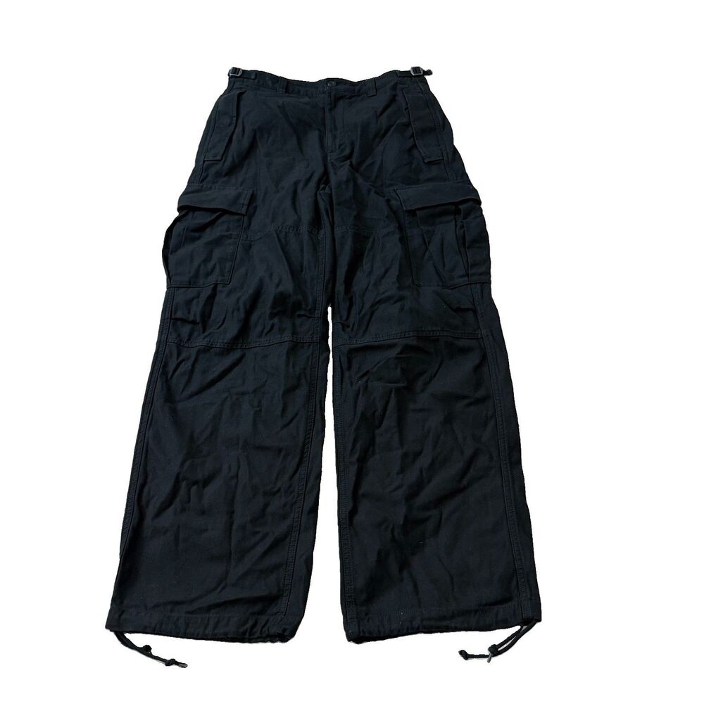 Aritzia TNA Cargo Pants Womens 8 Black Drawcord Hem Wide Leg High-Rise Y2K 90s